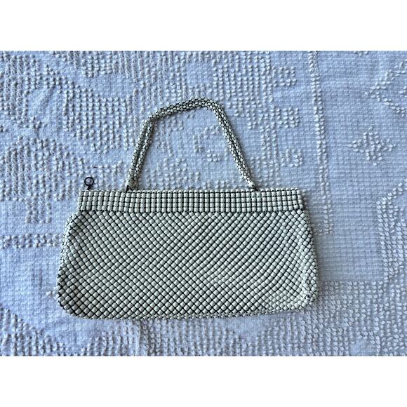 Vintage 1940s Whiting & Davis Purse Alumesh Coin Purse Ivory Metal Mesh - Picture 6 of 12